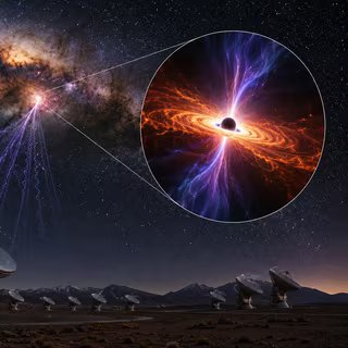 Notre Univers pourrait-il être né de l'effondrement d'une étoile en trou noir dans un univers parallèle ? 1 Une vue de l'IA montre Alma observant les abords du trou noir géant au centre de la Voie lactée. © LS, ChatGPT